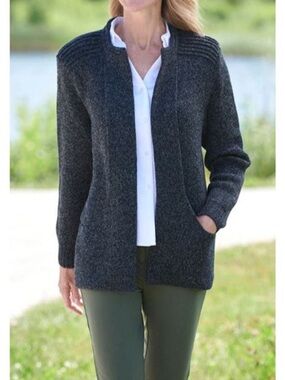 Peruvian Link Alpaca Ebel Cardigan Sweater Dark Grey‎ Women’s Large One Size